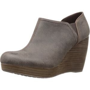 Dr. Scholl's Harlin Wedge Bootie Women 8.5 Brown Slip On Vegan Leather Comfort